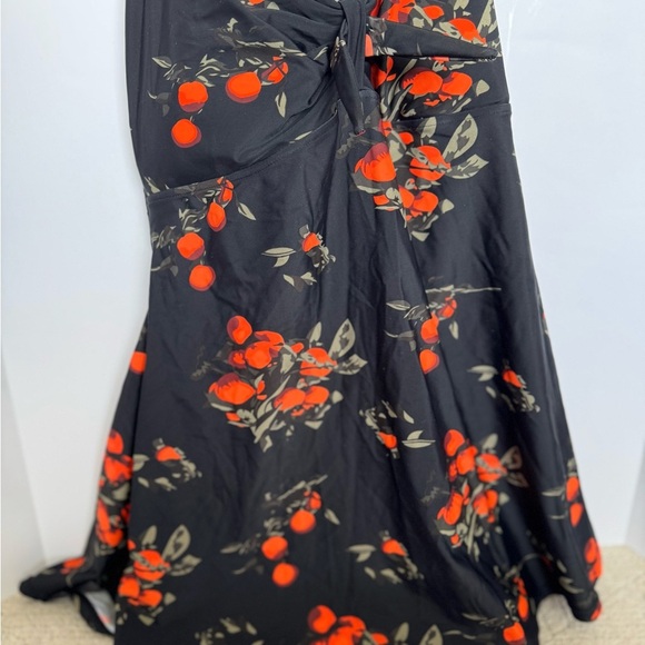 Cocoship Black Orange Print Tie Halter Swimdress 3XL - Picture 2 of 11